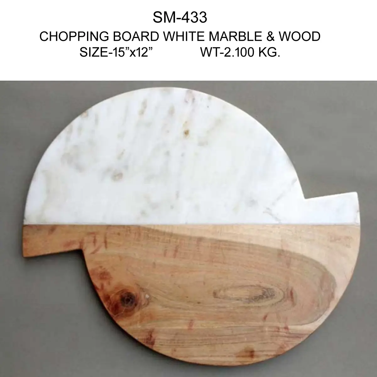 CHOPPING BOARD WOOD+WHITE MARBLE